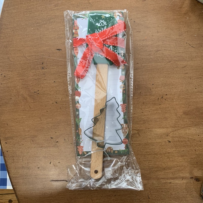 Lillian Vernon Current Christmas Spatula, Cookie Cutter & List Pad 3 Piece Set