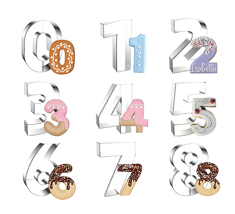 4 inch Number Cookie Cutters 9-Pc Set – 6 and 9 Use One Cutter