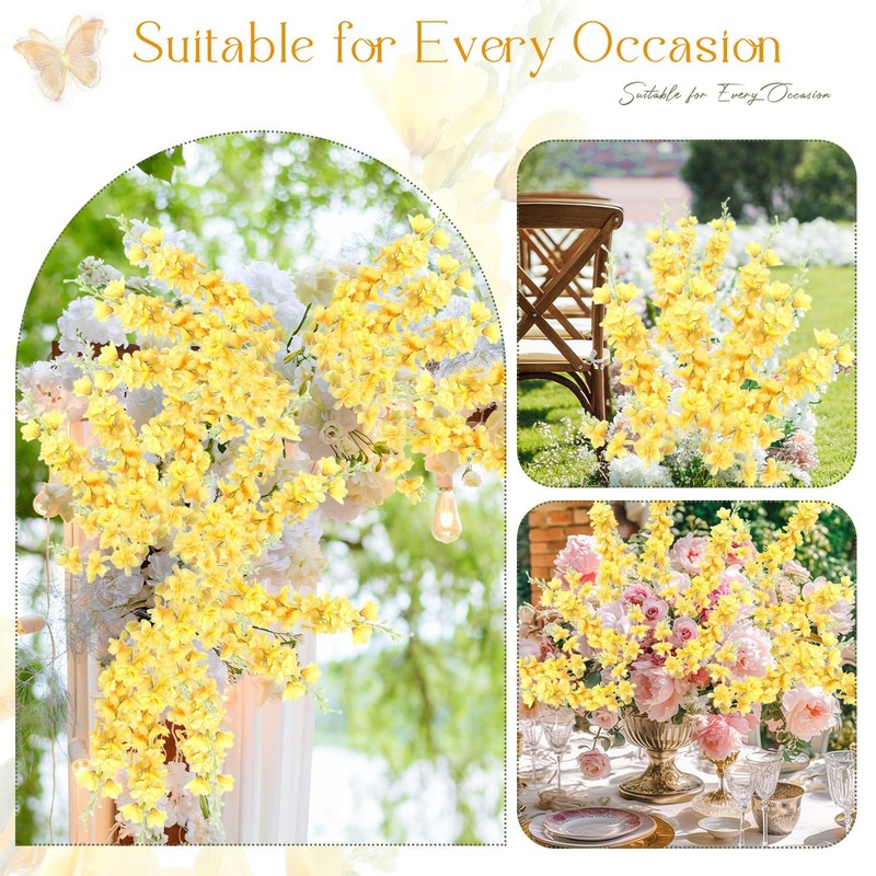 Thiccywoov 12 Pcs Delphinium Artificial Flowers 33.5 Long Stem Lifelike Faux gallery