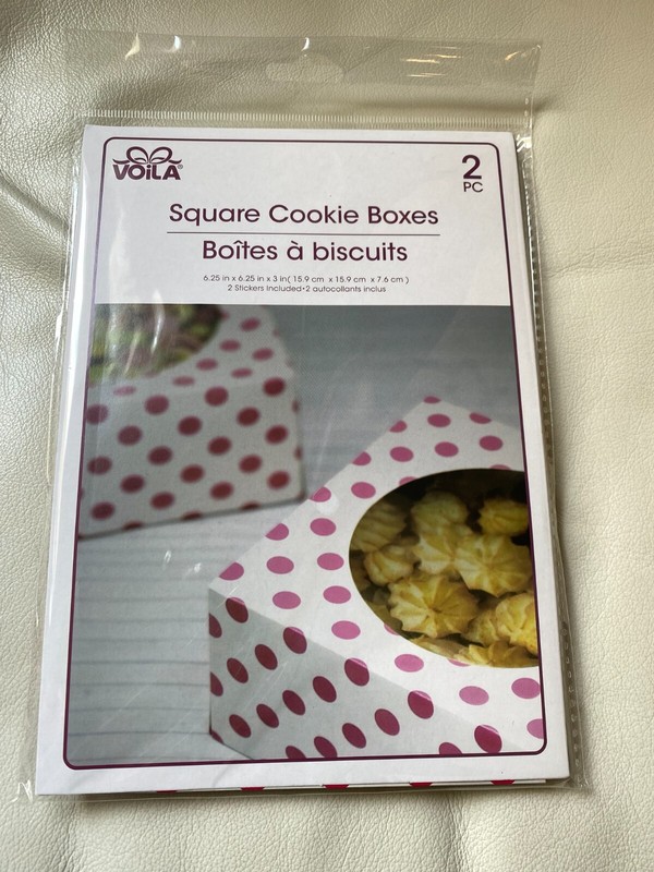 NEW! 2 square cookie boxes! Pink polka dots! Wedding shower Baby Shower Birthday
