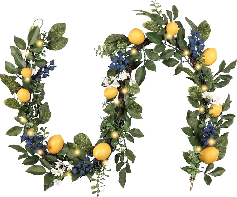 6ft Pre-Lit Lemon Garland with Greenery, Thi Spring