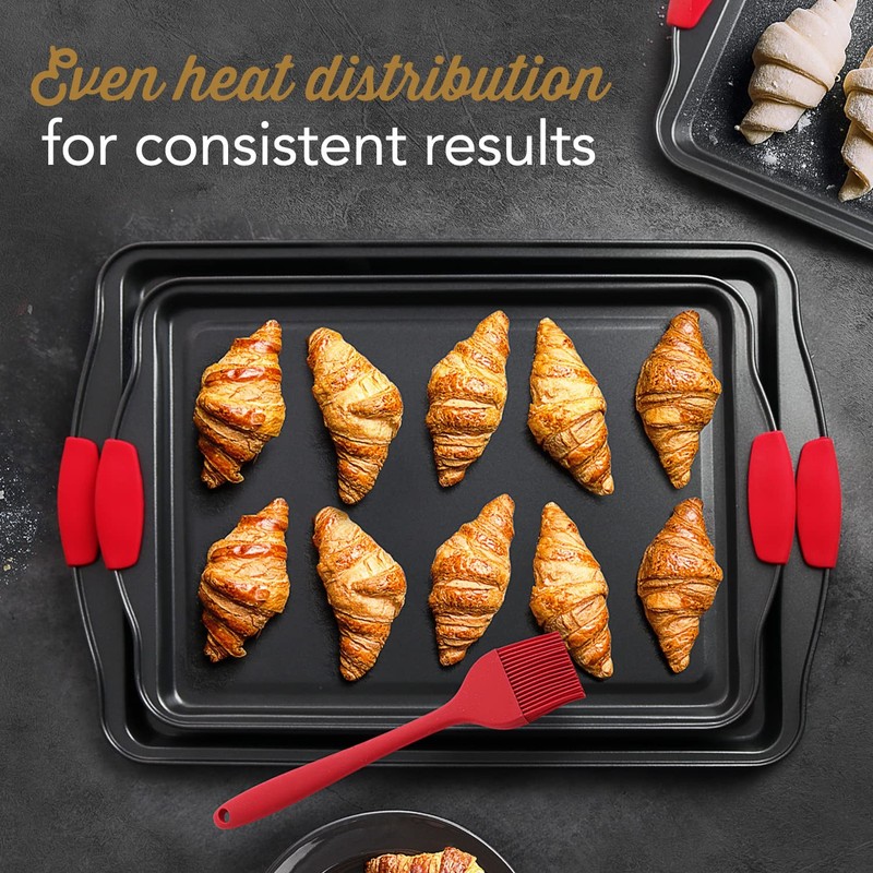 Eatex Nonstick Baking Sheet Set 39-Piece Baking Pans Set Silicone Handles gallery