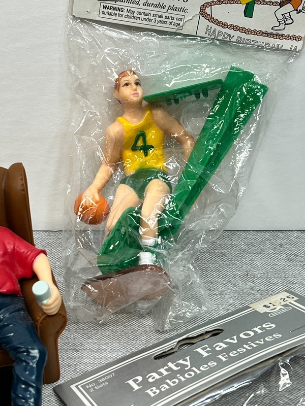Vtg Wilton Cake Decorating Toppers Multiple Themes Man in Recliner Basketball gallery