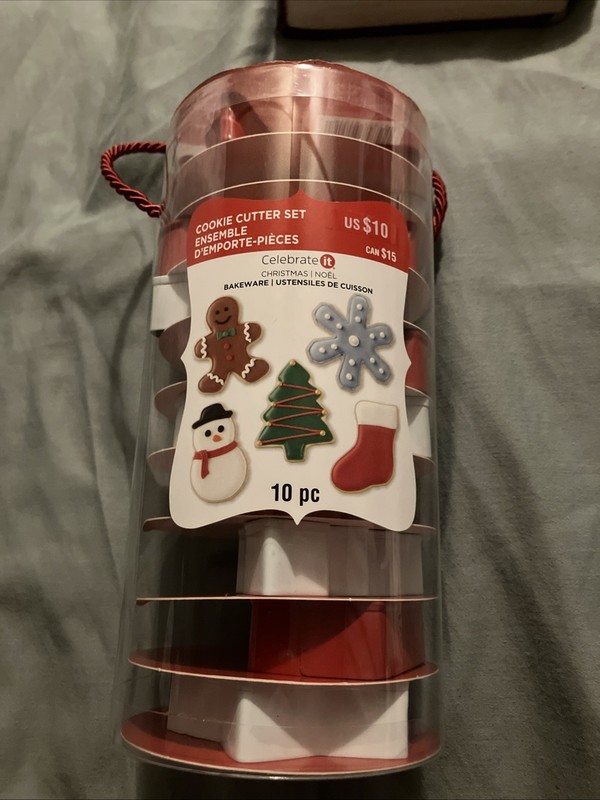 Christmas Cookie Cutter Set – 10 Pc Gingerbread man, stocking, star, tree NEW