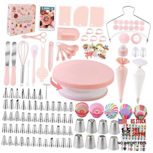 Cake Decorating Supplies Kit Tools 356pcs, Baking Accessories with Light Pink