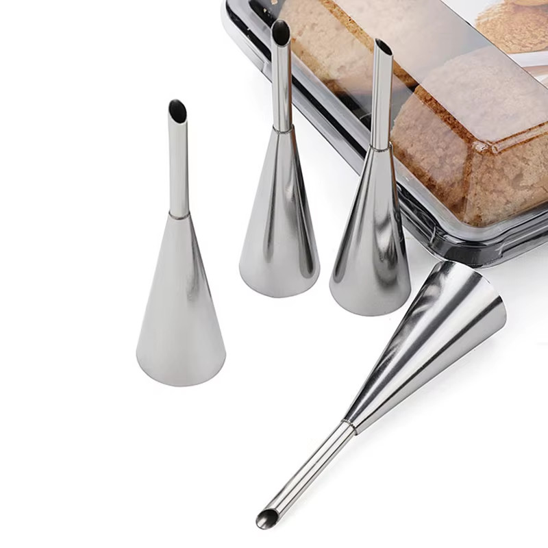 1/4Pcs Stainless Steel Puff Cream Nozzles Cake Icing Piping Tip DIY Donut Pastry gallery