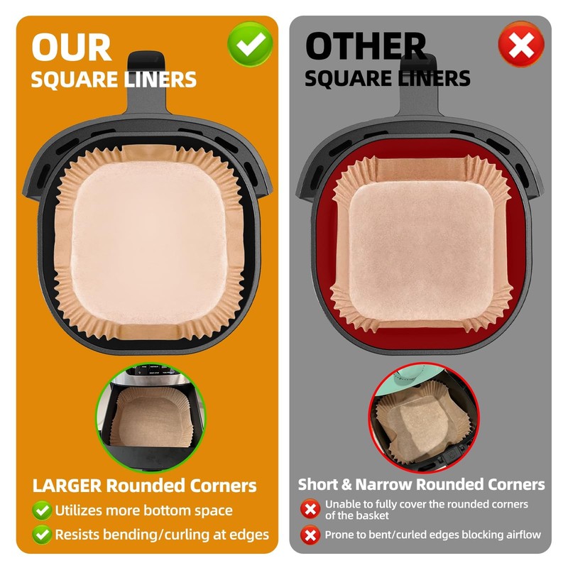 Air Fryer Paper Liners for 4 qt / 5 / 6 (8.3'' on Top) 7.1 inch, Natural gallery