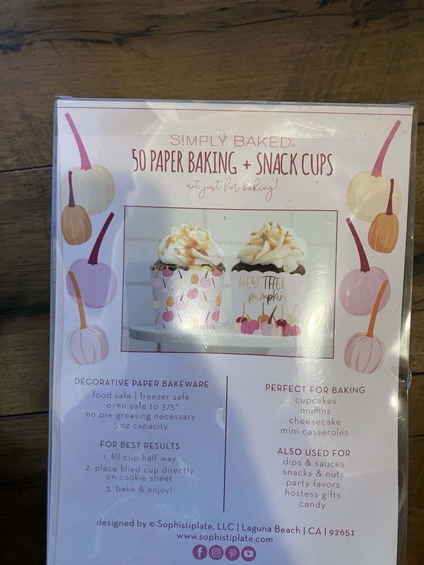 Simply Baked - 50 Paper Baking+Snack Cups - (pink) Halloween - Hey There Pumpkin gallery