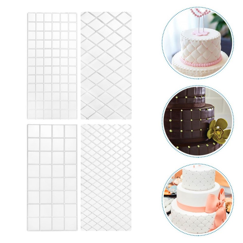 12 Pcs Fondant Molds Grid Cake Printing Pastry Quilted Pattern Impression gallery