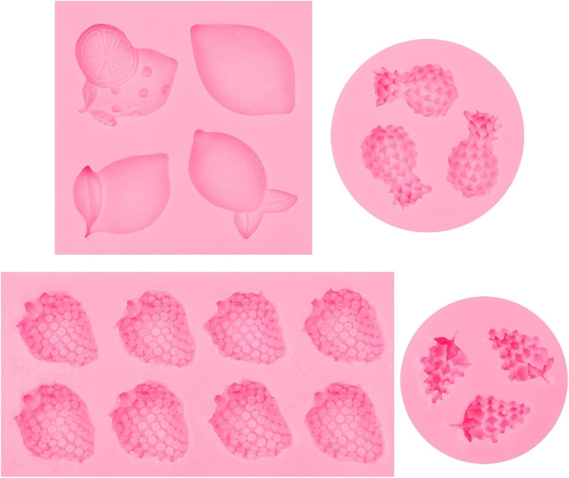 Silicone Fruit Snack Molds, 3D Strawberry Lemon Fondant Baking Molds, Mini Pi... gallery
