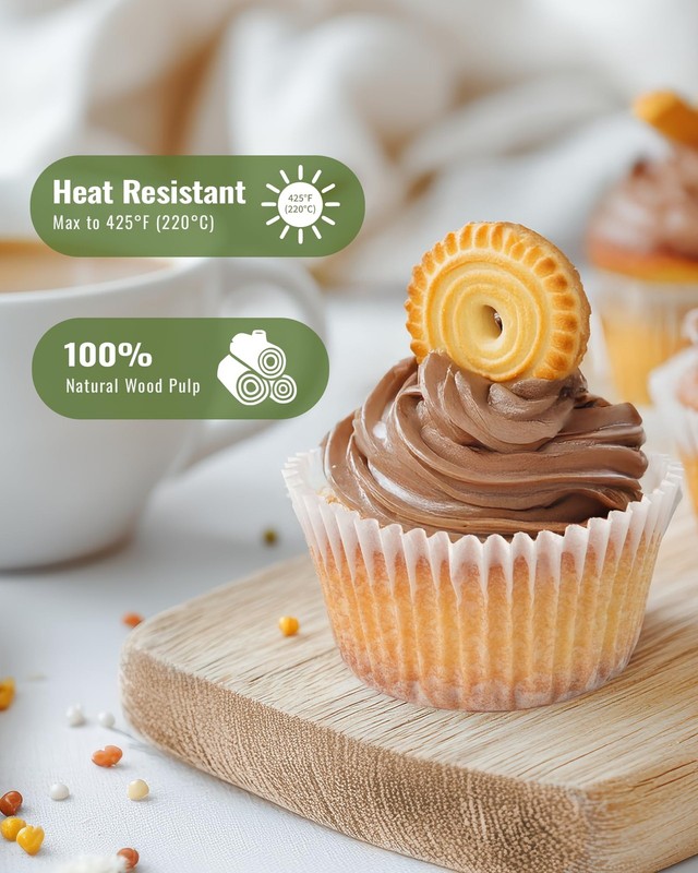 200pcs Standard White Cupcake Liners for Baking, Upgraded Natural Muffin Line gallery
