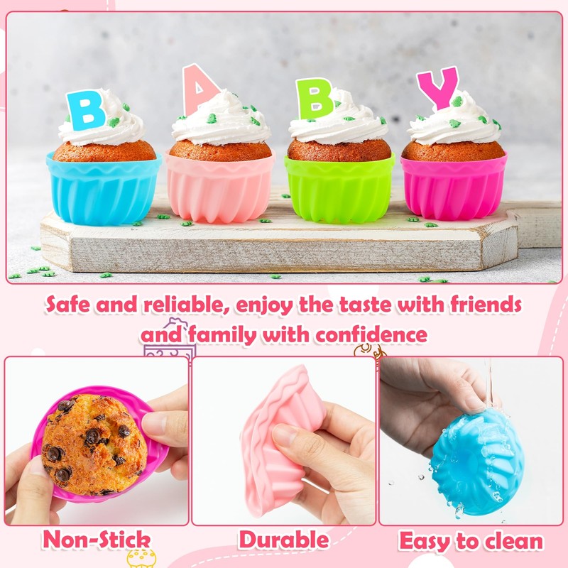 42pcs Silicone Baking Molds Pumpkin Silicone Cups Nonstick Muffins Mould Washabl gallery