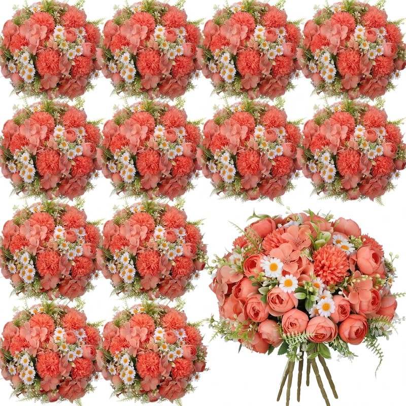 Tigeen 12 Bundles Peonies Artificial Flowers Faux Roses Silk Flowers Hydrangea A