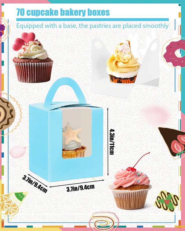 Cupcake Boxes With Window, 70 Pack Individual Cupcake Containers Single Cupca... gallery