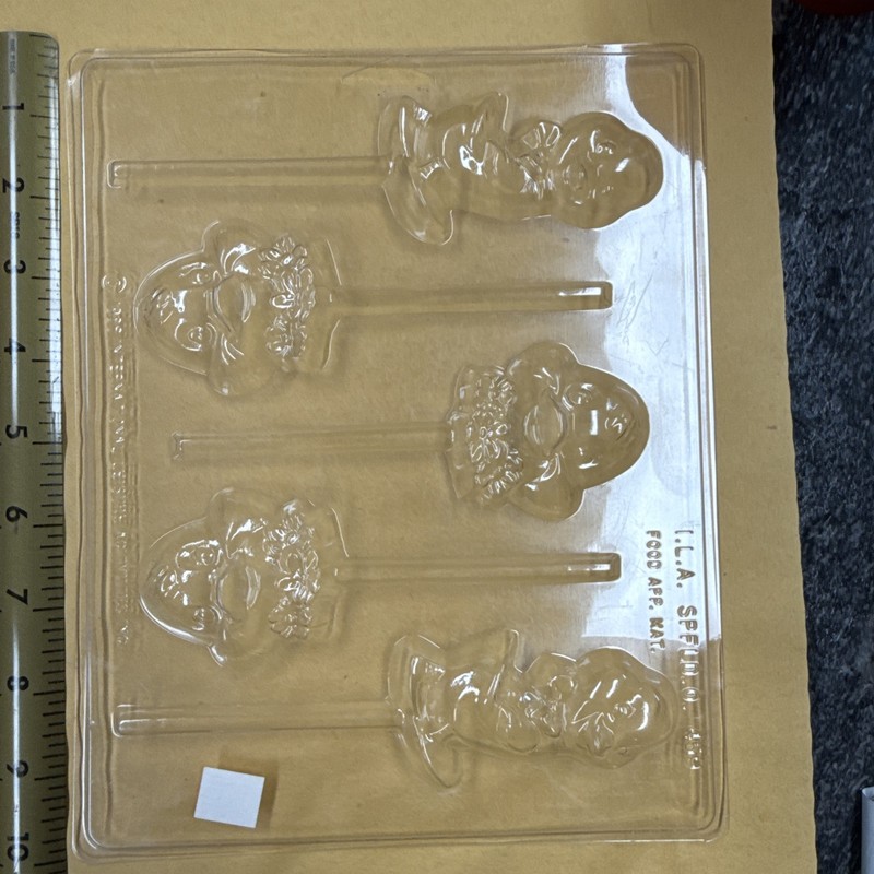 2 Int Plastic chocolate lollipop Easter molds - Chicks, Duck, Flowers (38) 1989 gallery