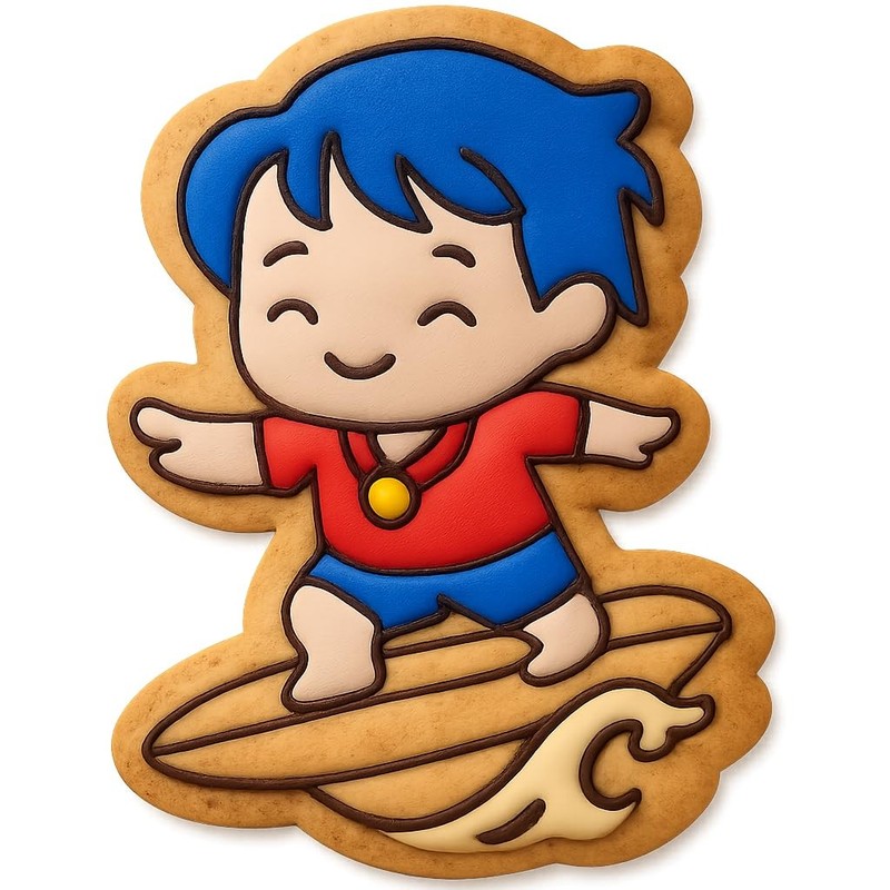 Chibi Surfing with a Seashell Necklace Cookie Cutter & Stamp, Fondant & - 3.2x4" gallery