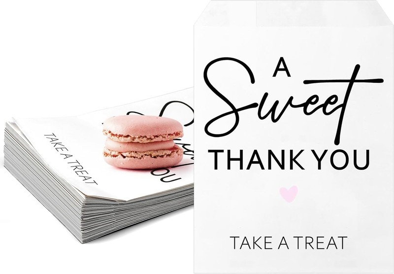100 Pcs Wedding Cookie Bags 5 x 7 Inch Candy Buffet Party Favor Paper Bags a