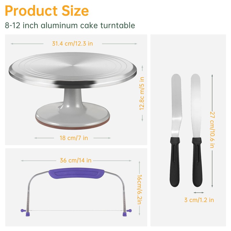 12 Inch Cake Turntable Decorating Stand with Aluminum,Cake Turntable Decorati... gallery