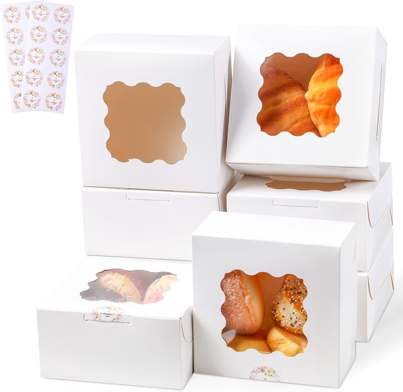Versatile 20 Pack 6x6x3 Cookie Boxes with Window, Ideal for Treats and Pastry gallery