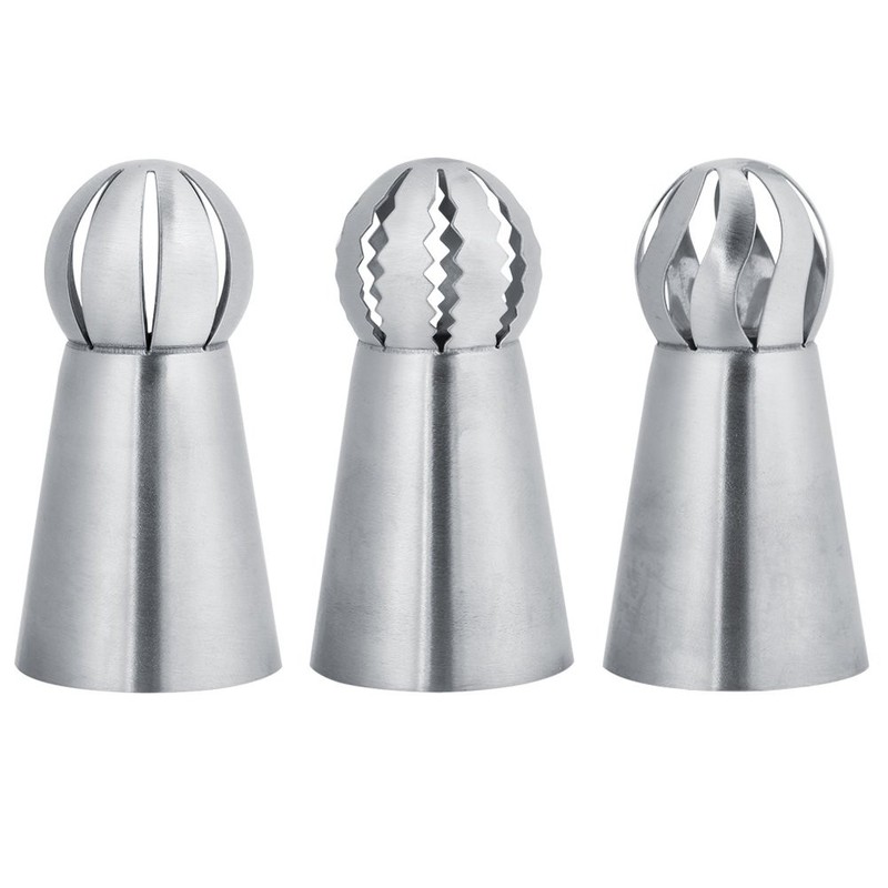 Russian Piping Tips Set, 3 Pcs Stainless Steel Icing Flower Silver gallery