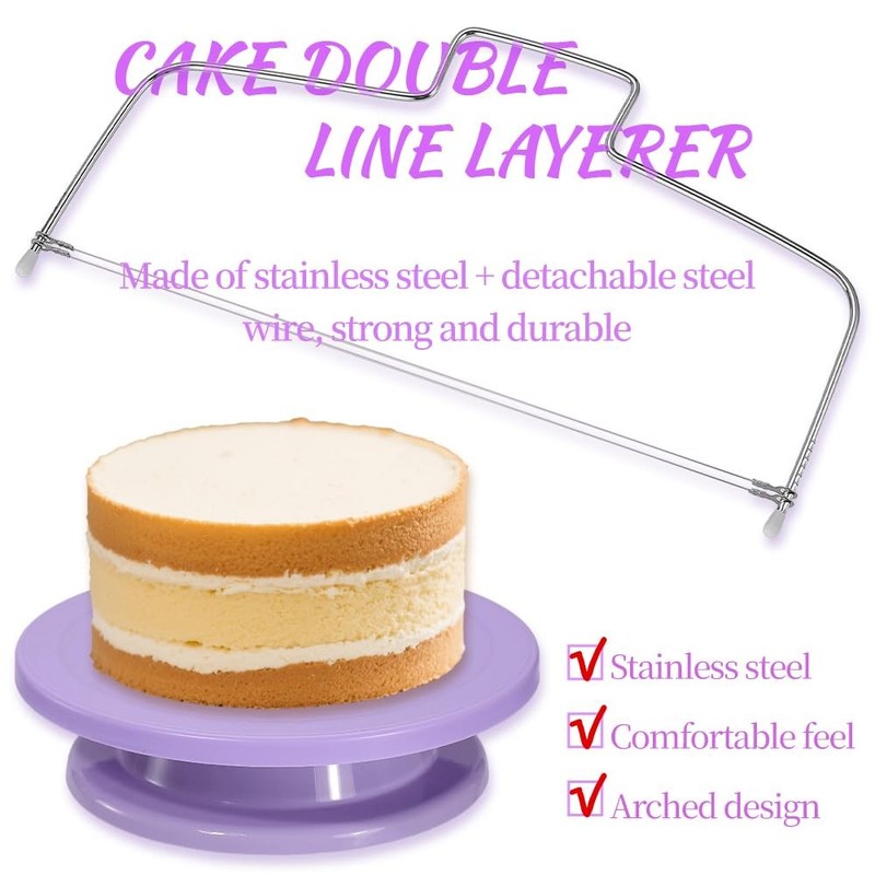 Cake Stand Rotating Turntable kit with Reusable Piping Bag and Piping Tips,Of... gallery