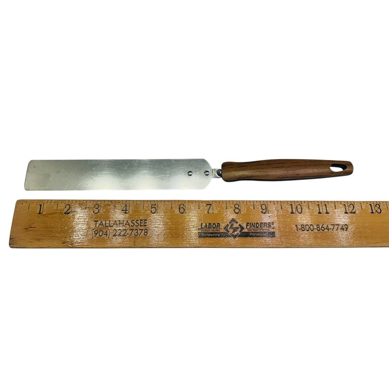 Vintage EKCO USA Stainless Steel Icing Spatula Faux Wood Handle Straight Cake gallery