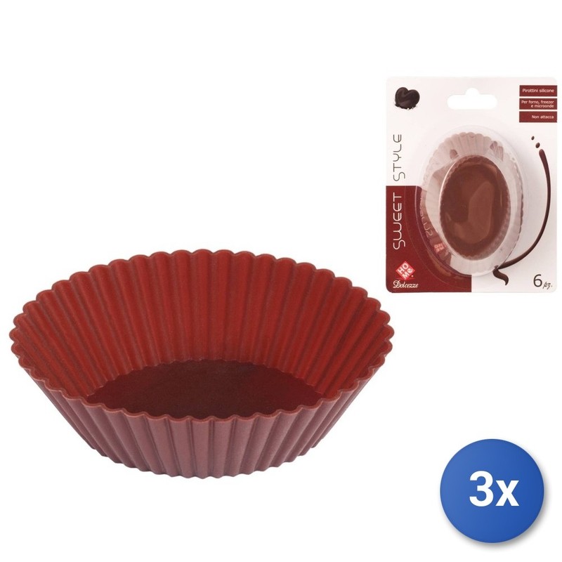 3X Packs 6 Oval Silicone Cupcake Liners Choco 10 Cm Home