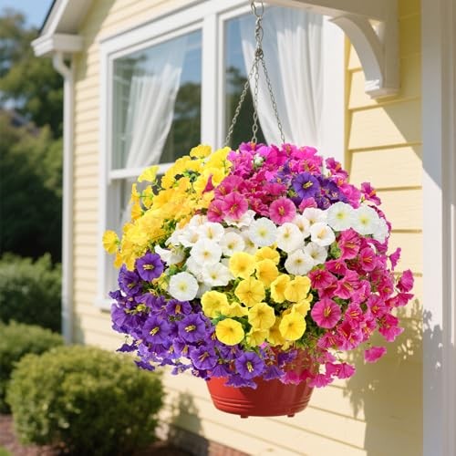 12Pcs Faux Silk Morning Glory with Eucalyptus, UV Resistant Realistic Mutil1 gallery