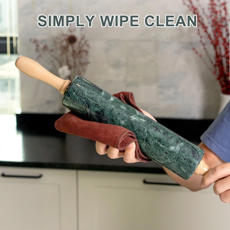 Indian Green Marble Rolling Pin, Non-Stick Stone Dough Roller, 18 Inch Rollin... gallery