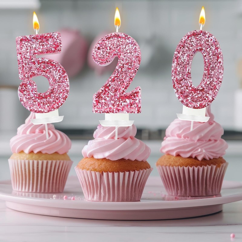 Zailo Birthday Number Candles, Glitter Candle Cake 2.84 inches, Pink gallery