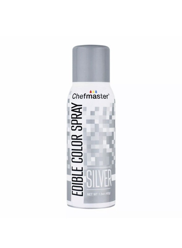 Chefmaster Edible Cake Decorating Spray Color 1.5 ounce Can - Metallic Silver