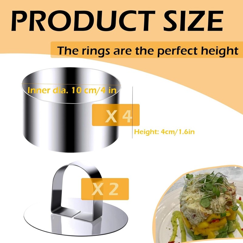 Round Cake Ring Molds, Stainless Steel 4 Inch Food Rings Dessert Mousse Cooking gallery