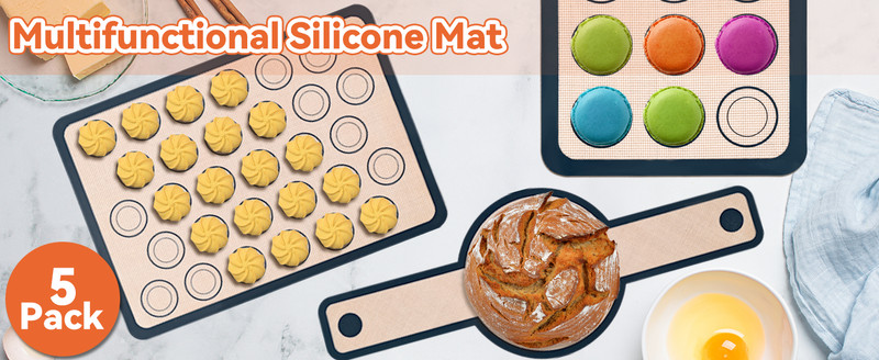 Silicone Baking Mat,Bread Baking Mats All-in-One Silicone Baking Mat Set - gallery