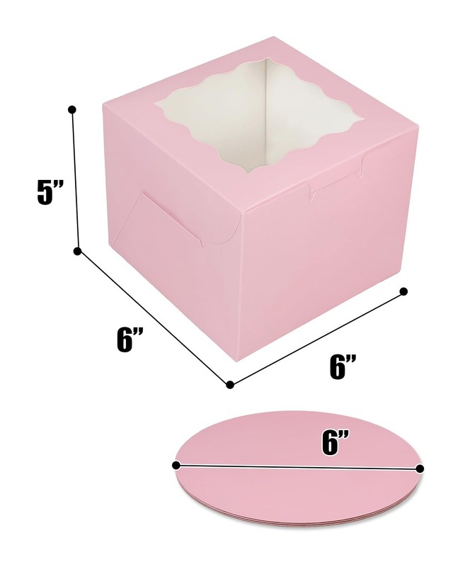 36pcs 6x6x5 Inches Cake Boxes with Window 18-Packs Pink 6 Inch Bakery Boxes (... gallery