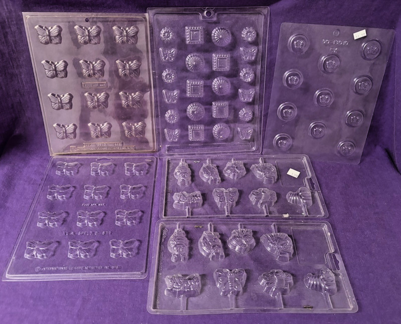 Used Butterfly Butterflies Bite Size chocolate candy molds lot of 6