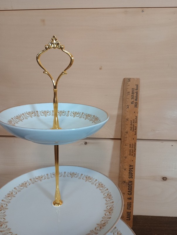 3 Tiered Elegant Cupcake Appetizer Serving Stand China plates and small bowl gallery
