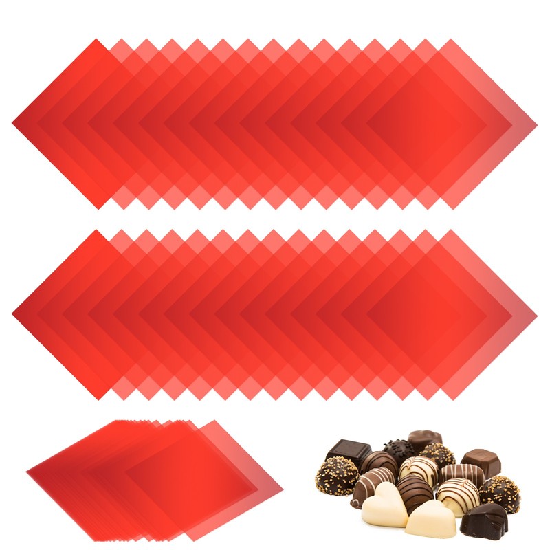 100 Pcs Candy Wrappers, 5 x 5 Inch Chocolate Wrap Paper for Lollipop, Red