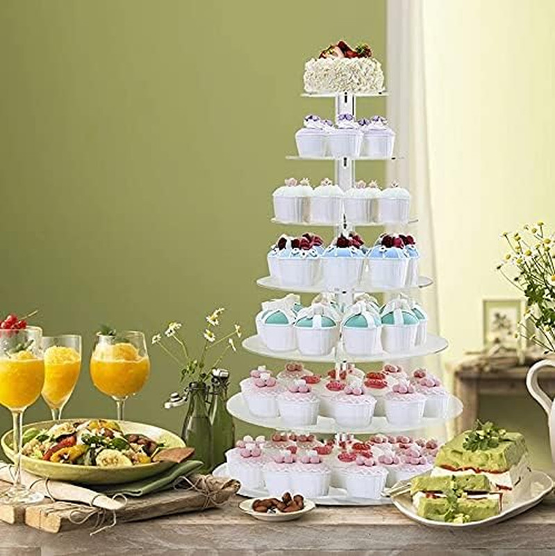 7 Tier Acrylic Cupcake Stand – Round Clear Display Tower for Weddings & Parties