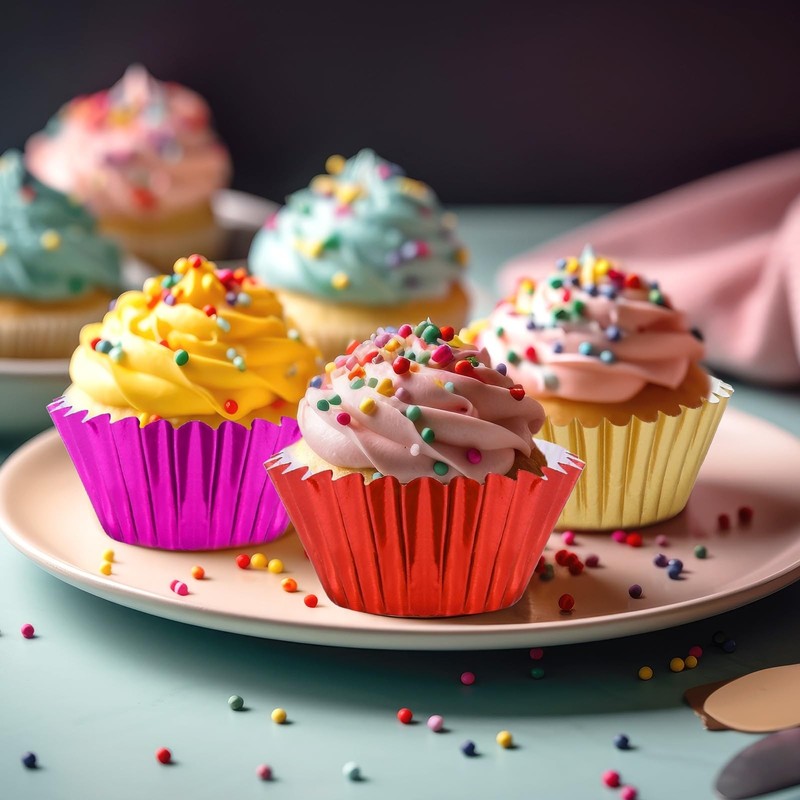 400 PCS Mini Foil Cupcake Liners, Colorful Baking Cups Metallic Muffin Wrapper gallery