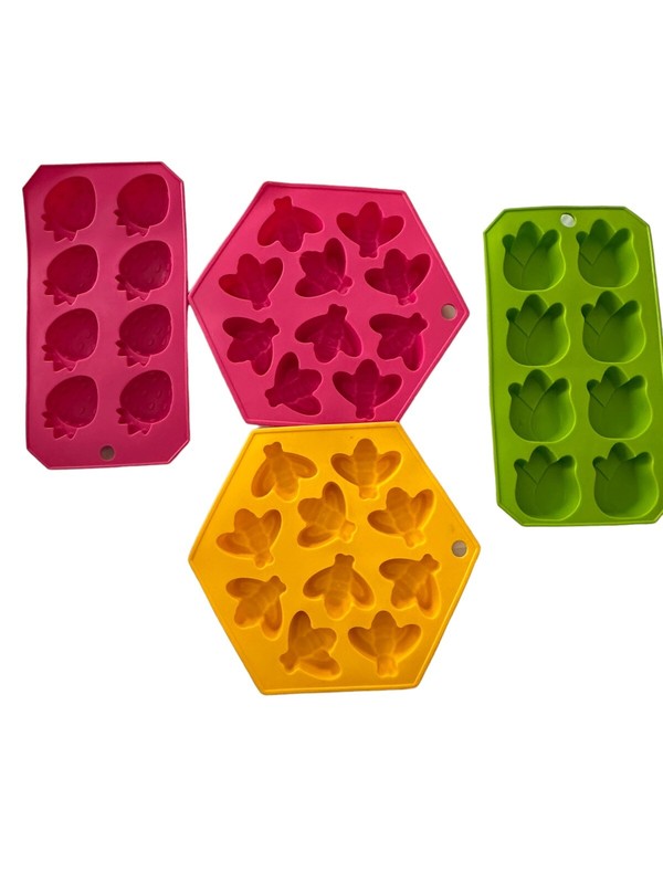 Lot Of 4 Silicone Push Molds Candy Cake Topper Soap Chocolate Bumble Bee Tulip gallery