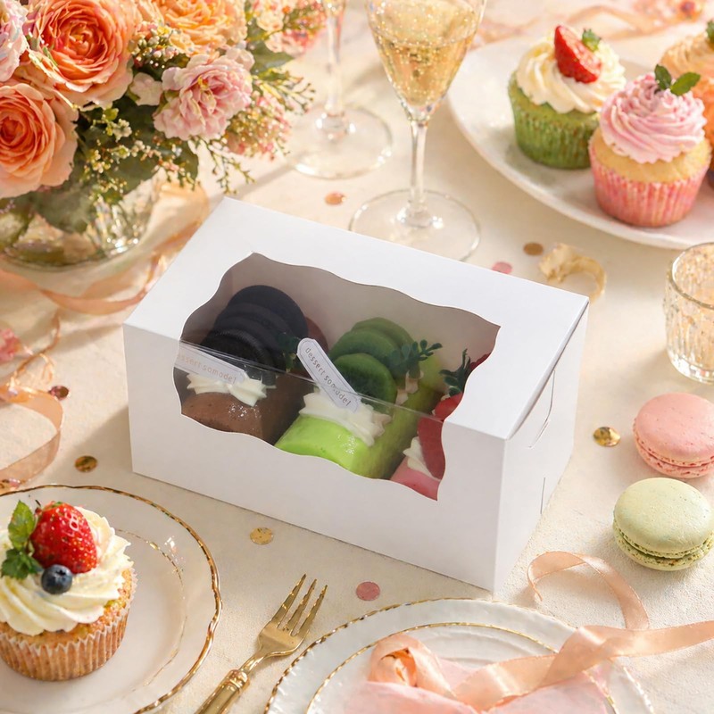 25 PCS White Roll Cake Bakery Boxes Window 7x4x3.5 Inch Pumpkin Pastry gallery