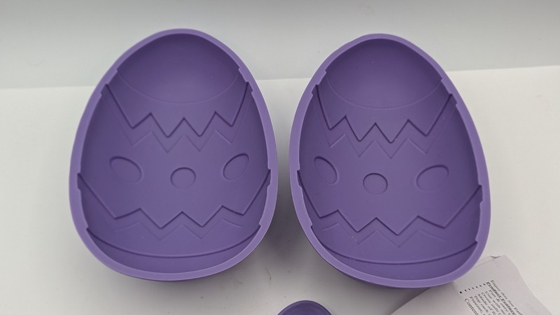 Silicone 3D Easter Egg Cake Mold With 2 Stands Purple gallery