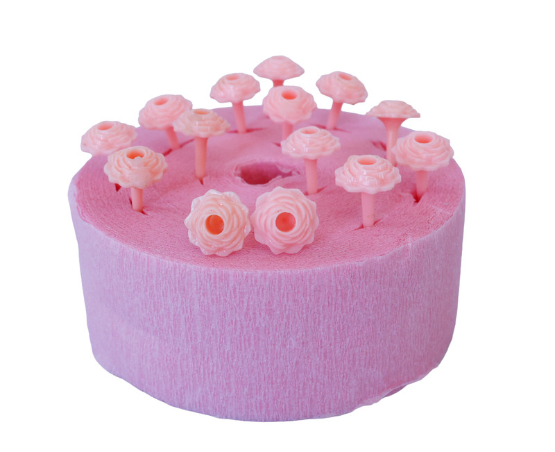 VTG Set of 14 Floral Rose Cake Toppers Candle Holders Retro MCM Birthday Decor