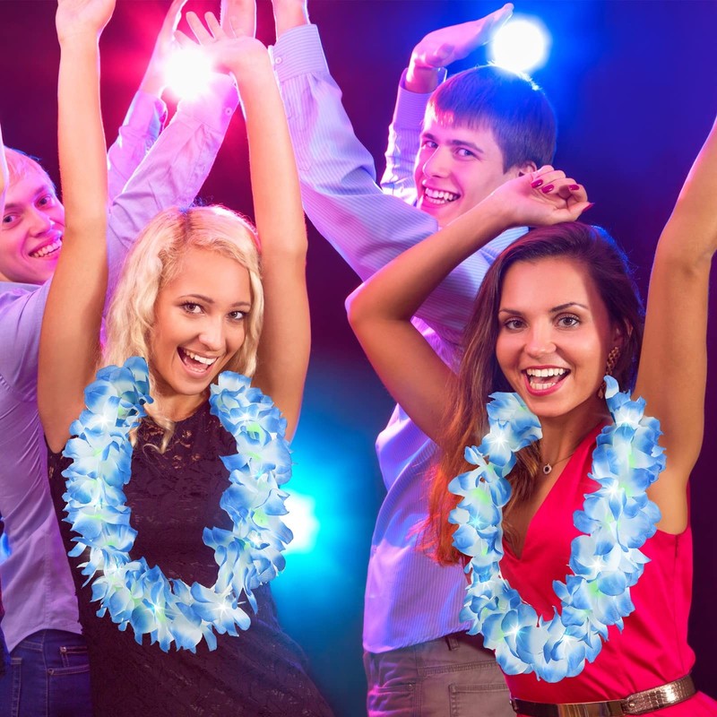 Sherr 48 Pcs Led Hawaiian Leis Light Up Flower Leis Necklace Led Lights Luau gallery