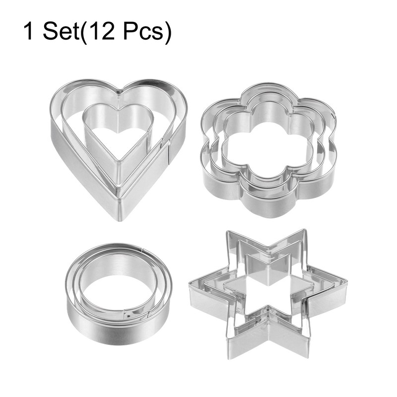 12pcs Cookie Cutters, Heart Round Star Flower Shaped Biscuit Cookie Cutter gallery