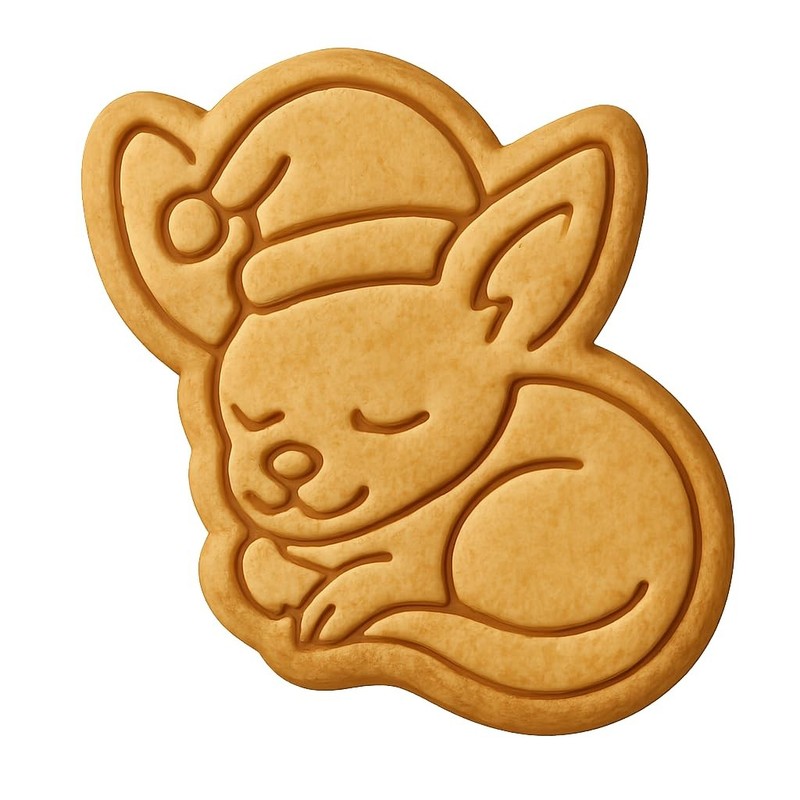 Chihuahua Santa Snuggle Cookie Cutter & Stamp, Fondant, Clay - 4x3.3" gallery