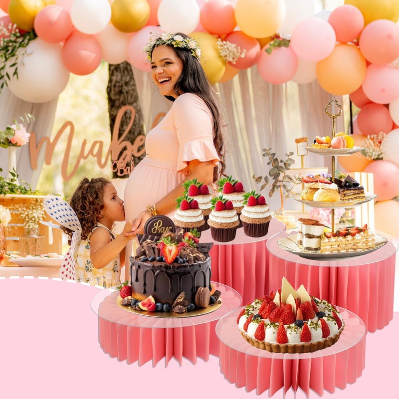 4 Pcs Buffet Risers, Foldable Acrylic Risers Display Stands, Cake Stands Cyli... gallery