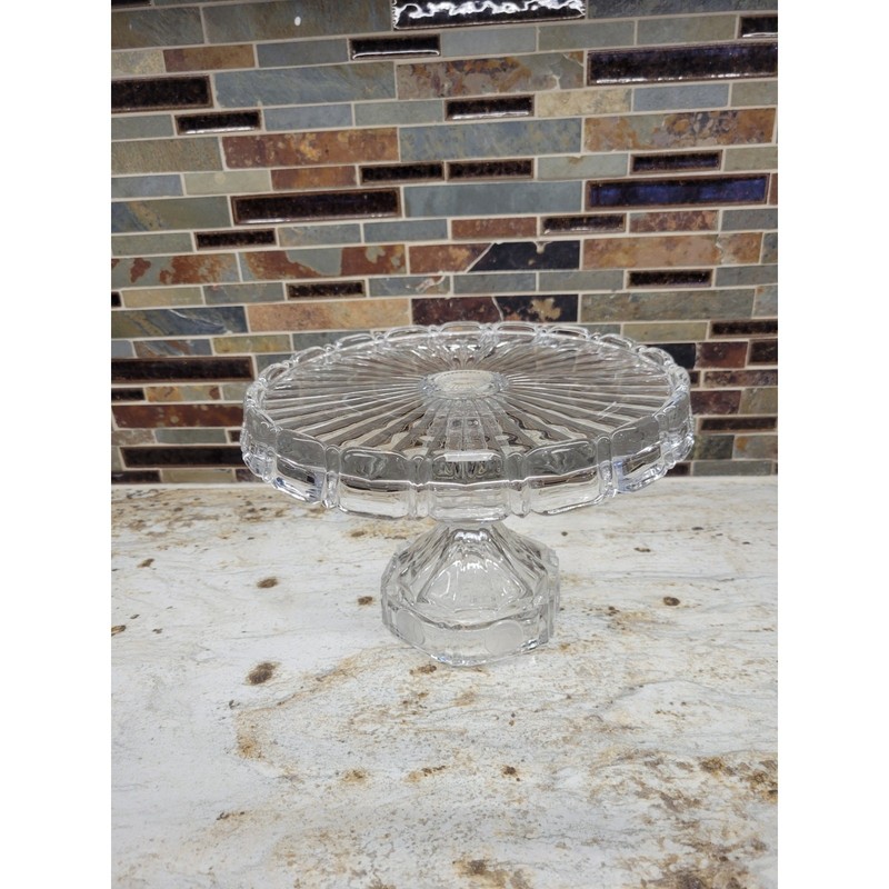 Vintage Fostoria Coin Glass Clear Cake Stand, Plate Cupcake Tray