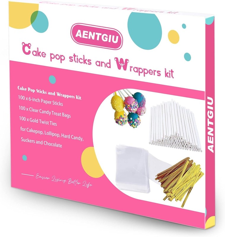300 PCS Cake Pop Sticks & Wrappers Kit Including 100ct 6-inch Paper Lollipop gallery