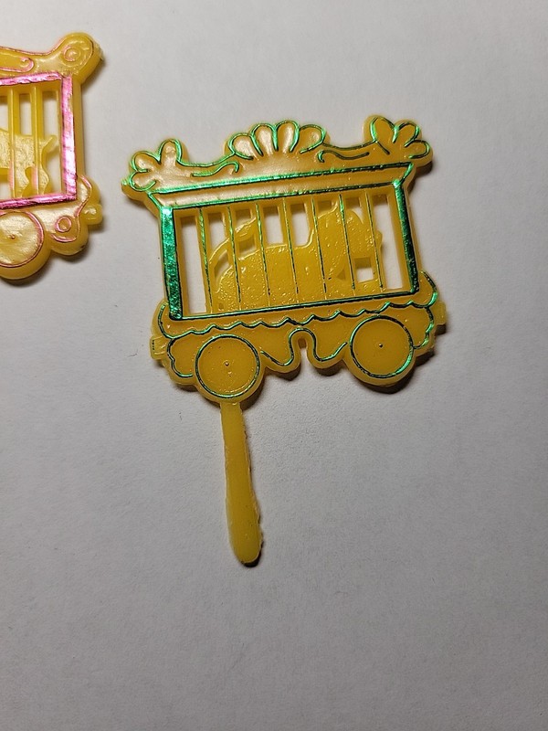 Vintage Plastic Circus Animal Cage Cupcake Toppers Yellow Lot of 3 Giraffe gallery